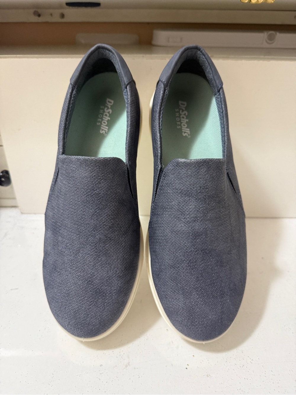 Dr.Scholl's Slip-On Canvas Loafers in Charcoal with white sole, new, never worn